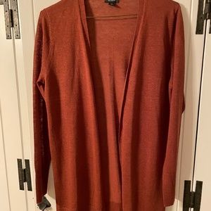 Halogen part linen rust colored open cardigan
